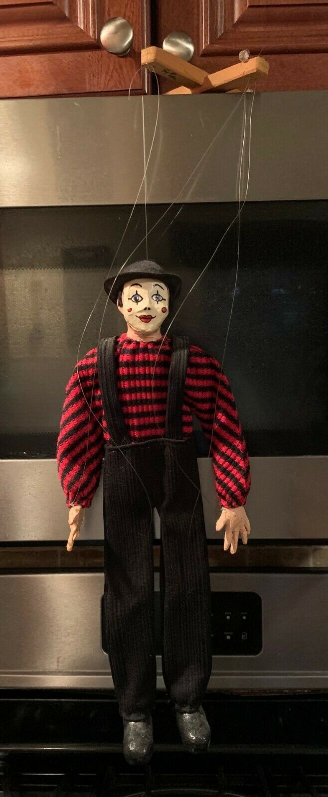 Handmade Mime Clown Puppet Marionette Detailed Unique Rare Paper Mache