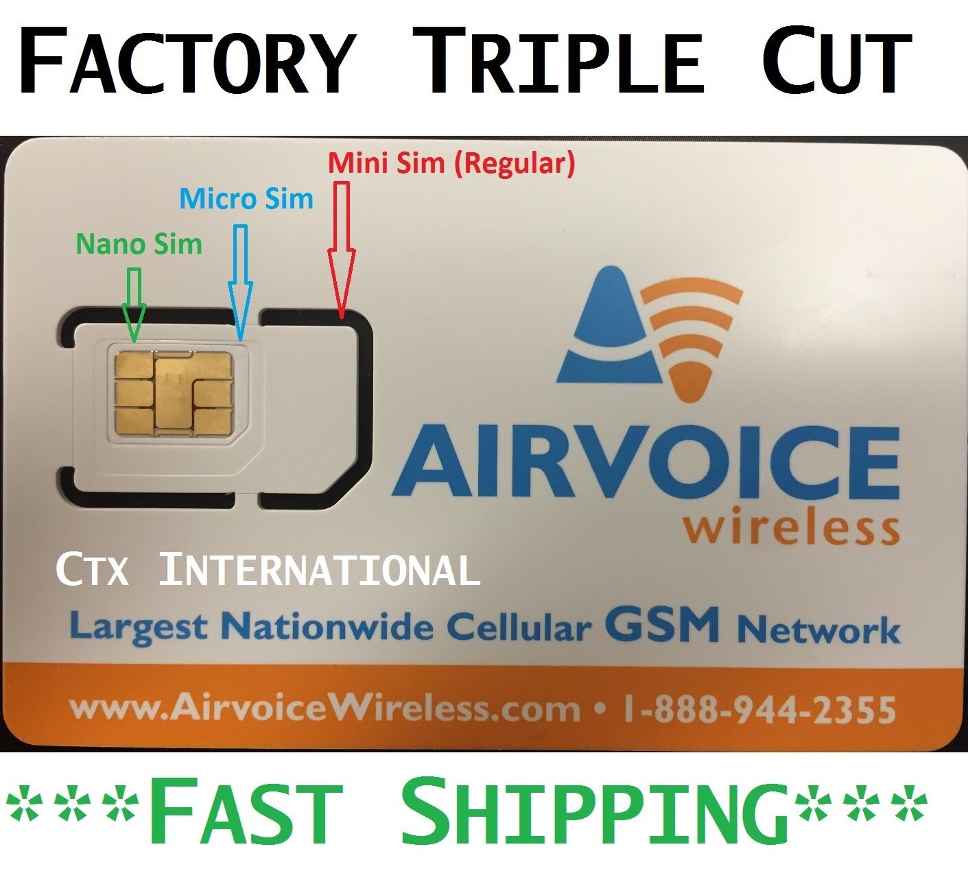 Airvoice Wireless Sim Card (triple Cut ) | Never Activated | Gsm Nationwide