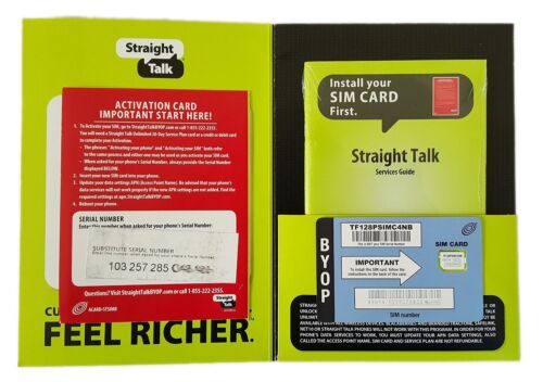 Straight Talk Nano Sim Card For At&t Tower Gsm Network Activation Kit