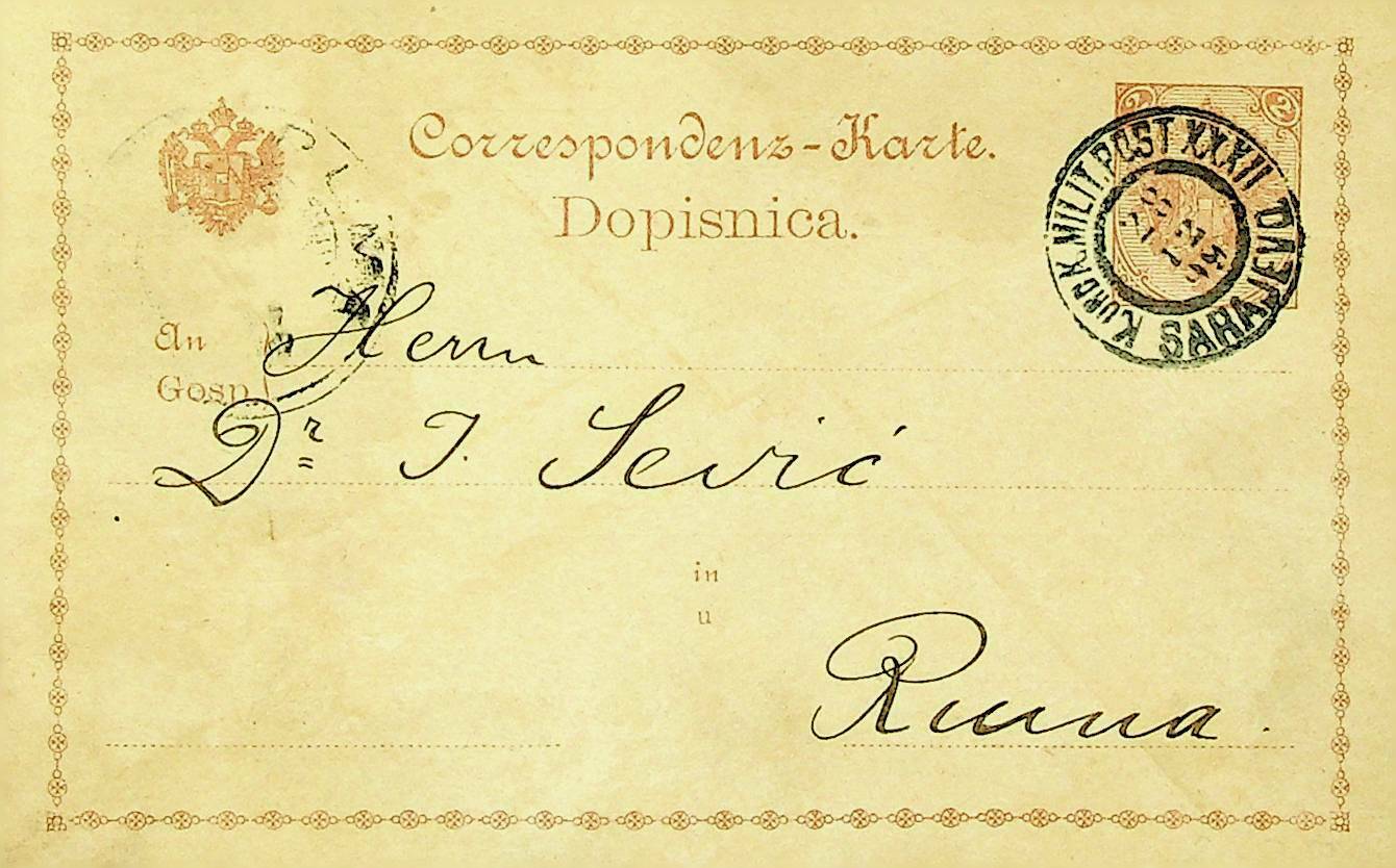 Bosnia & Herzegovina 1899 Kuk Military Postal Card From Sarajevo