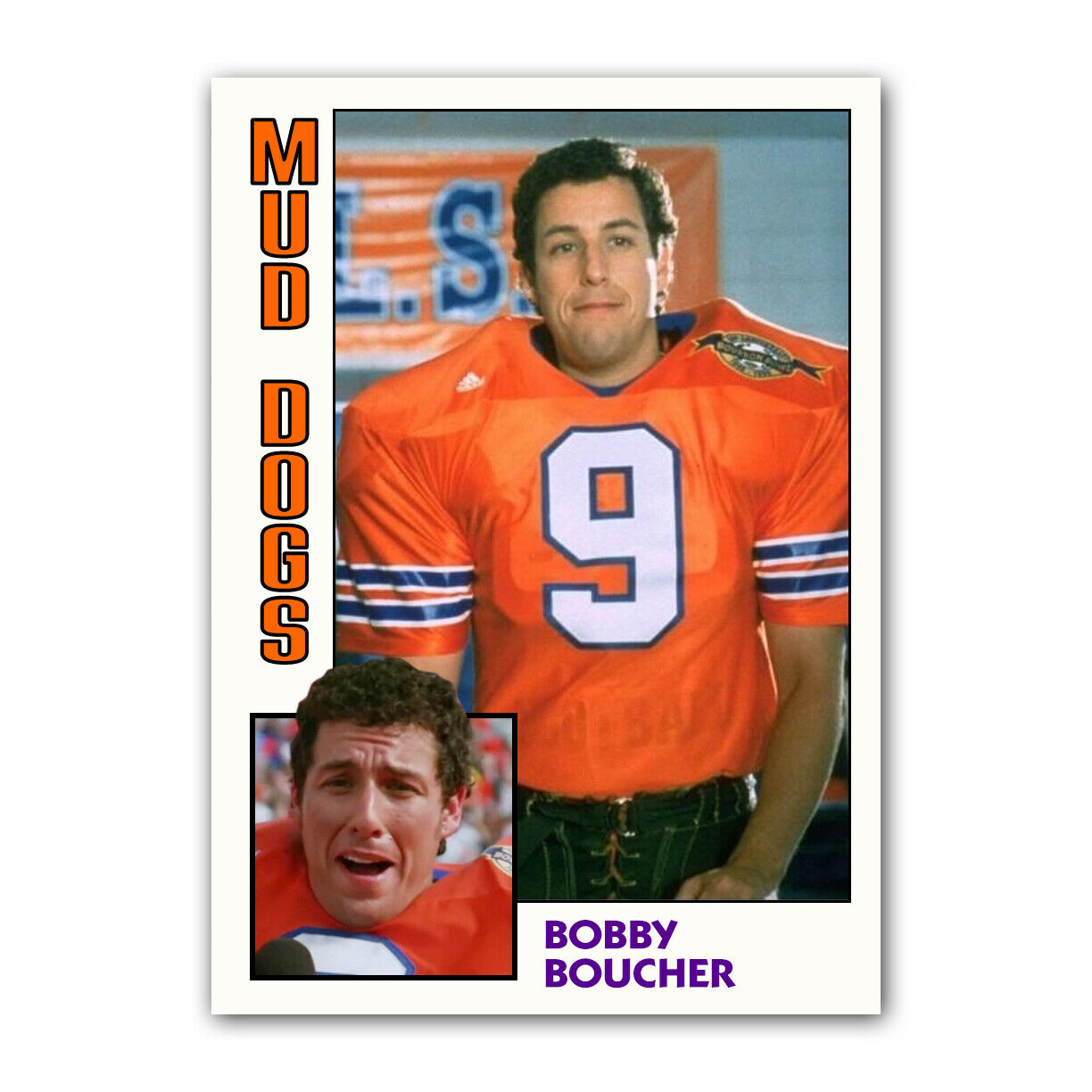 Bobby Boucher The Waterboy Trading Card Reprint Adam Sandler Mud Dogs